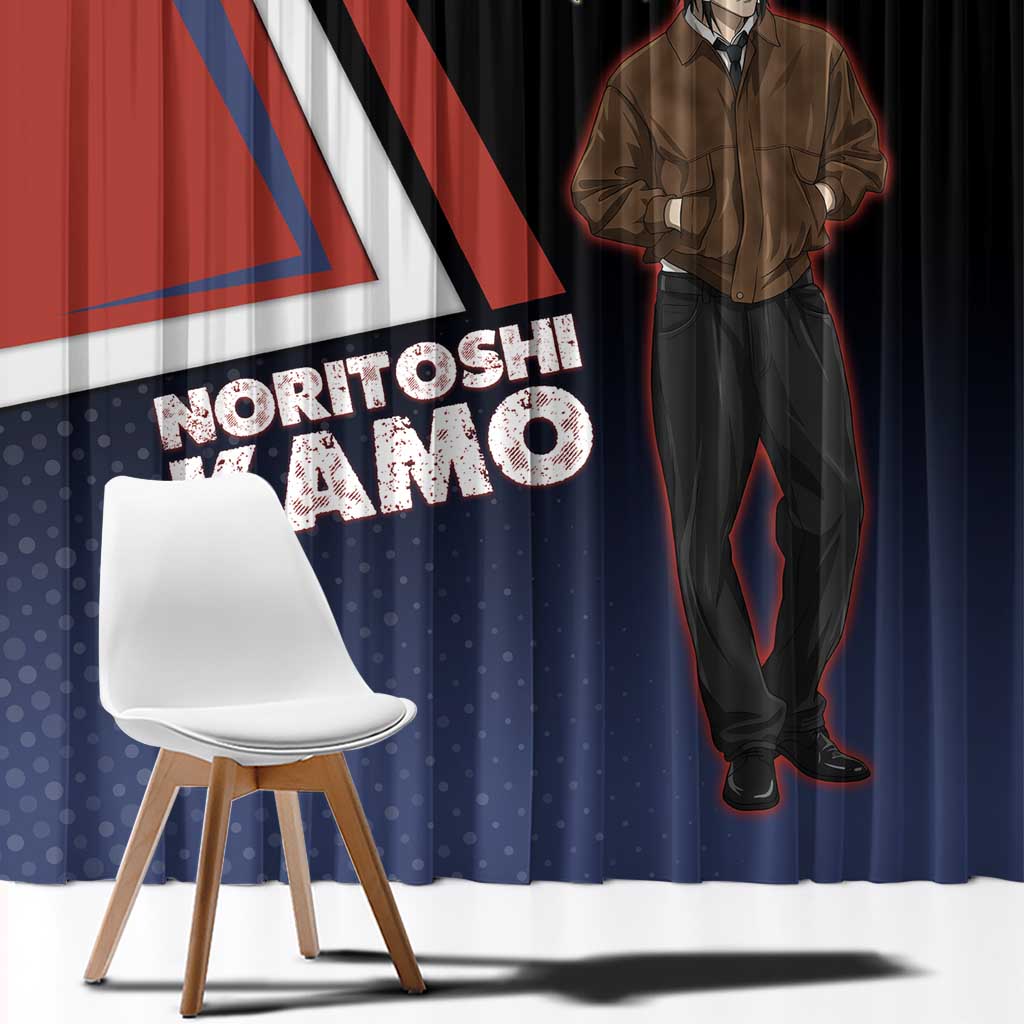 Noritoshi Kamo Window Curtain Red and Navy Anime Style