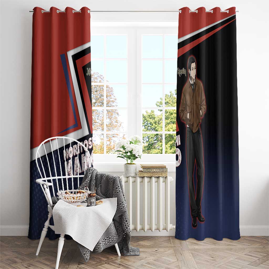 Noritoshi Kamo Window Curtain Red and Navy Anime Style