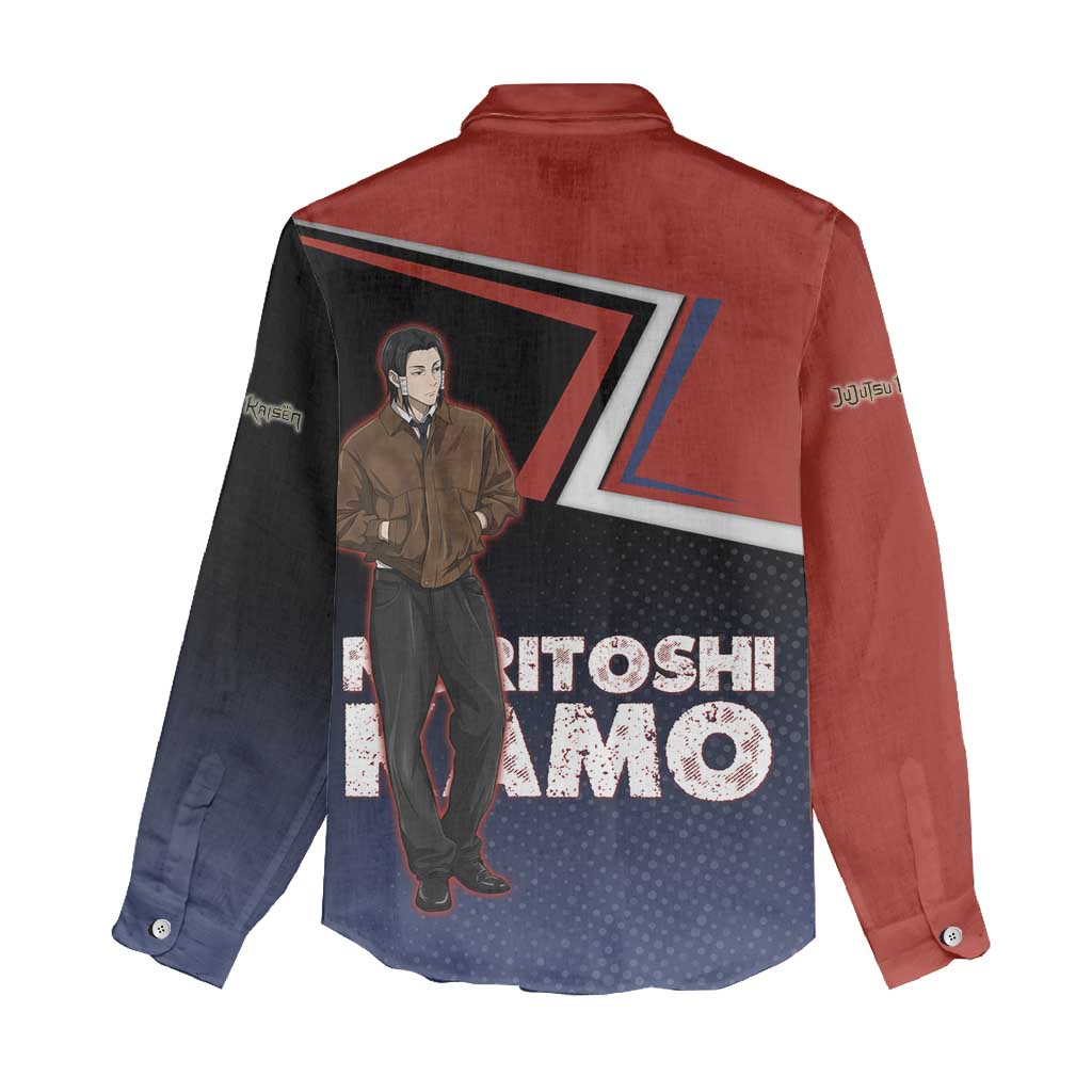 Noritoshi Kamo Women Casual Shirt Red and Navy Anime Style