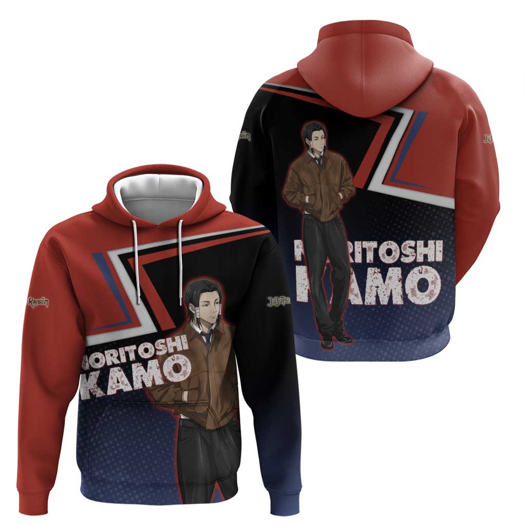 Noritoshi Kamo Zip Hoodie Red and Navy Anime Style