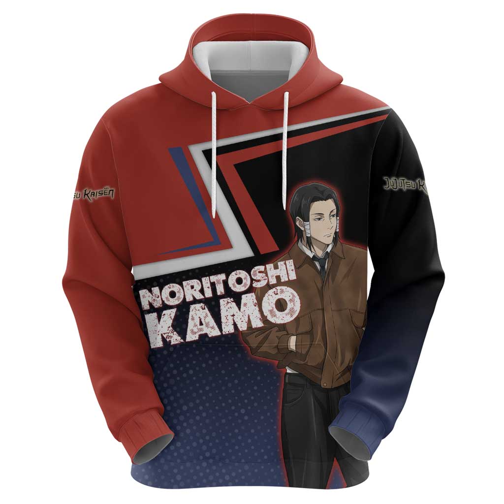 Noritoshi Kamo Zip Hoodie Red and Navy Anime Style