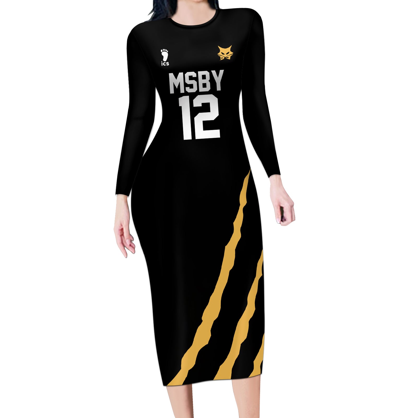 Kotaro Bokuto - Number 12 MSBY Anime Long Sleeve Bodycon Dress
