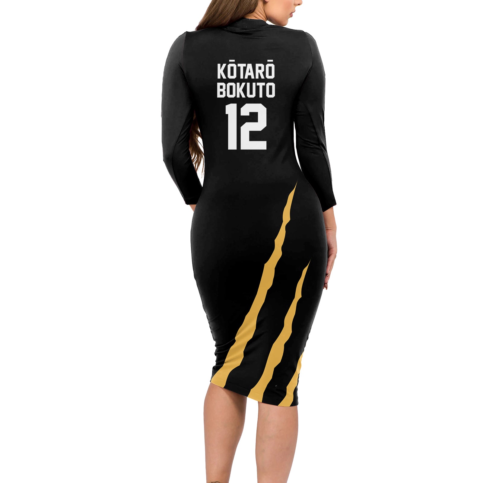Kotaro Bokuto - Number 12 MSBY Anime Long Sleeve Bodycon Dress