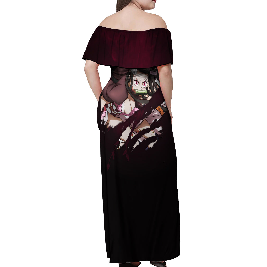 Nezuko - Fighting Anime Off Shoulder Maxi Dress