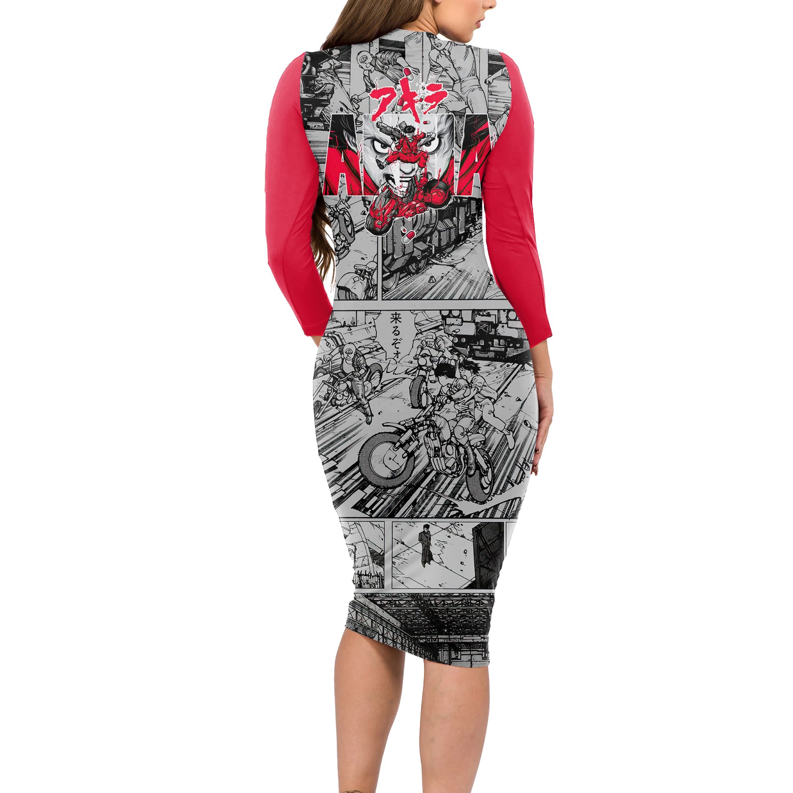 Kaneda - Akira Manga Style Long Sleeve Bodycon Dress