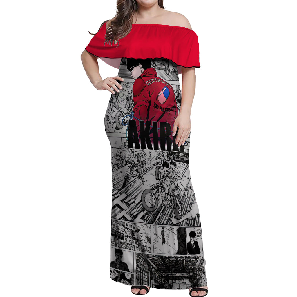 Kaneda - Akira Manga Style Off Shoulder Maxi Dress