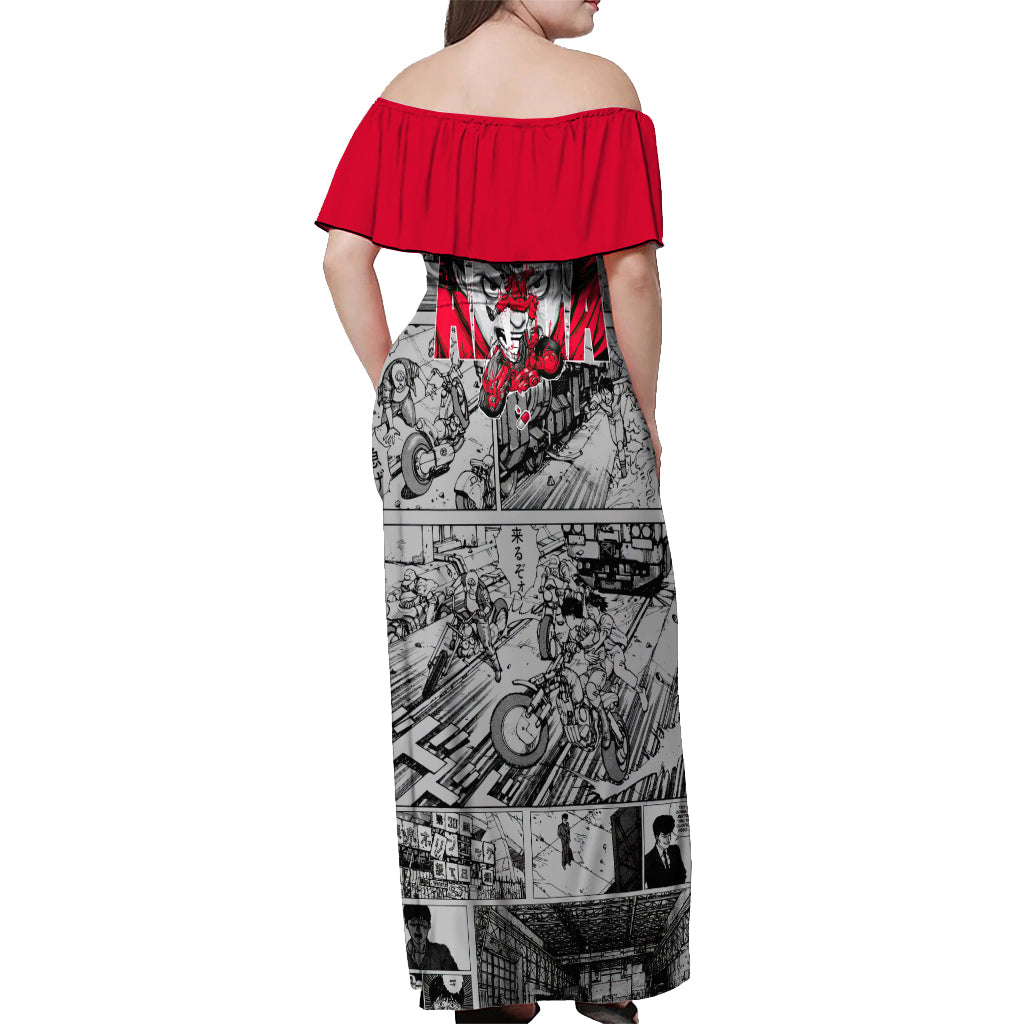 Kaneda - Akira Manga Style Off Shoulder Maxi Dress