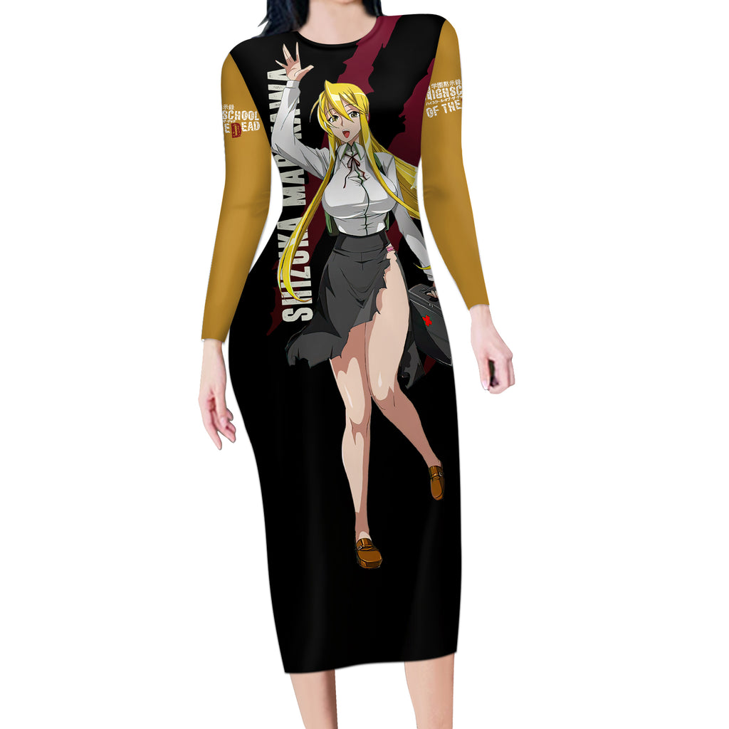 Shizuka Marikawa Long Sleeve Bodycon Dress Highschool Of Dead