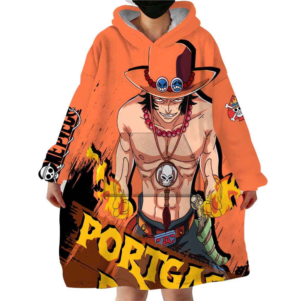Portgas D.Ace - One Piece Wearable Blanket Hoodie Anime Style