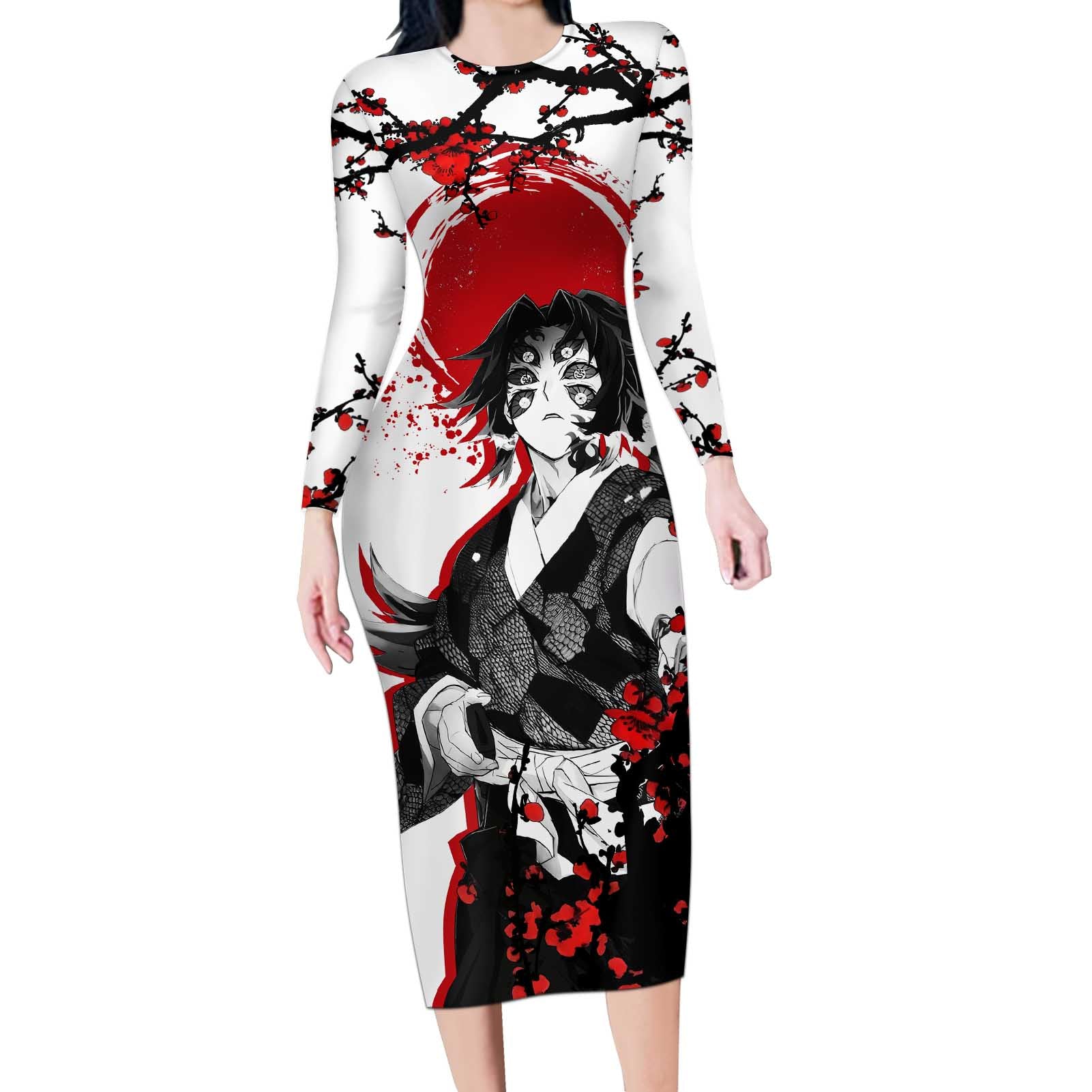 Kokushibo - Demon Slayer Long Sleeve Bodycon Dress Anime Japan Style