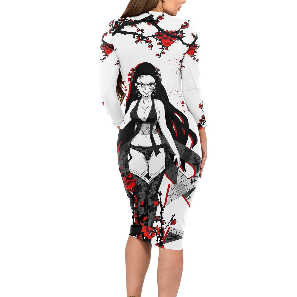 Daki - Demon Slayer Long Sleeve Bodycon Dress Anime Japan Style
