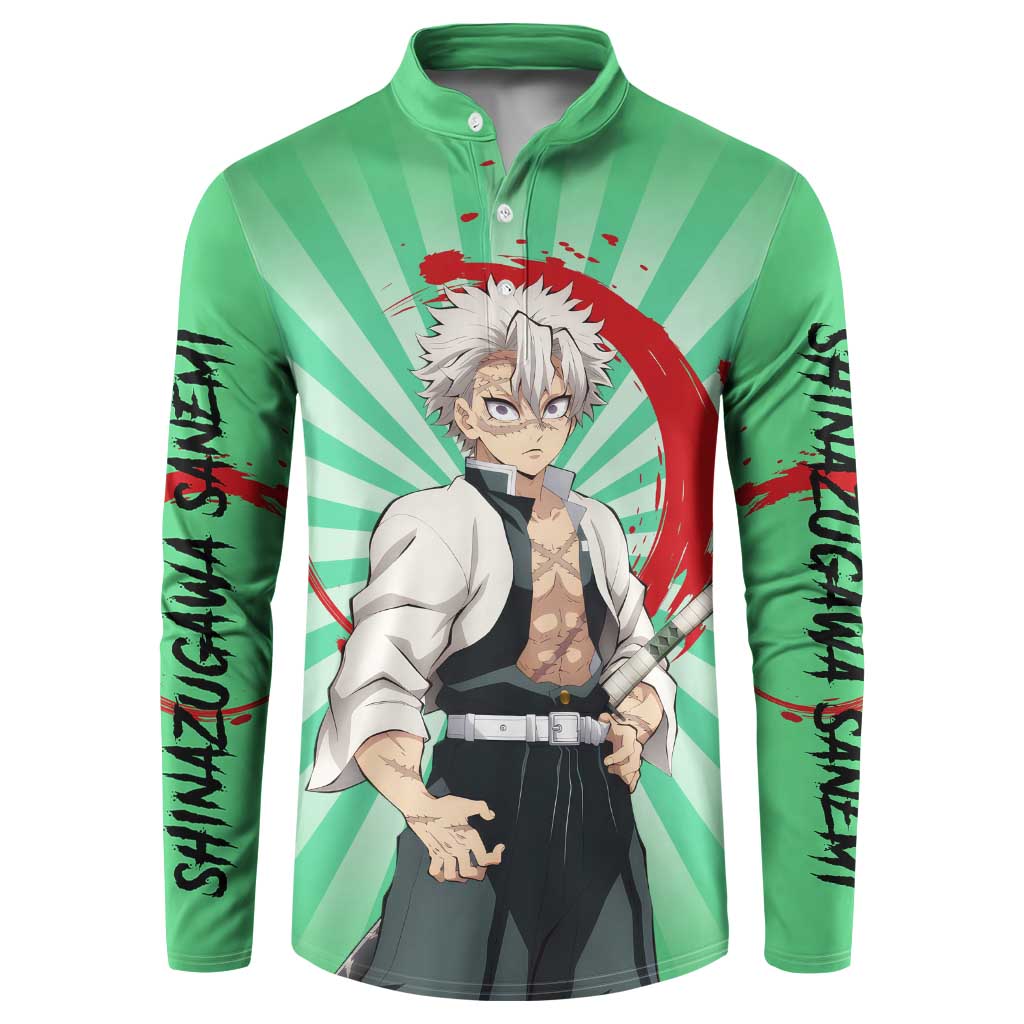 Sanemi Shinazugawa - Demon Slayer Button Sweatshirt Anime Mix Pattern Style
