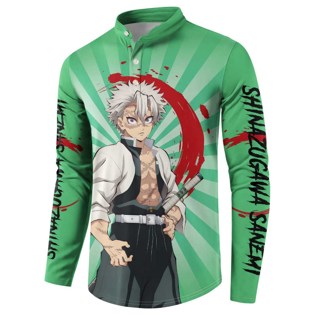 Sanemi Shinazugawa - Demon Slayer Button Sweatshirt Anime Mix Pattern Style