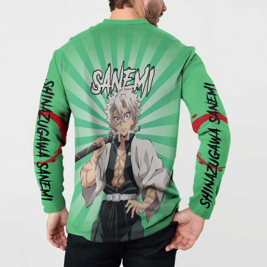 Sanemi Shinazugawa - Demon Slayer Button Sweatshirt Anime Mix Pattern Style
