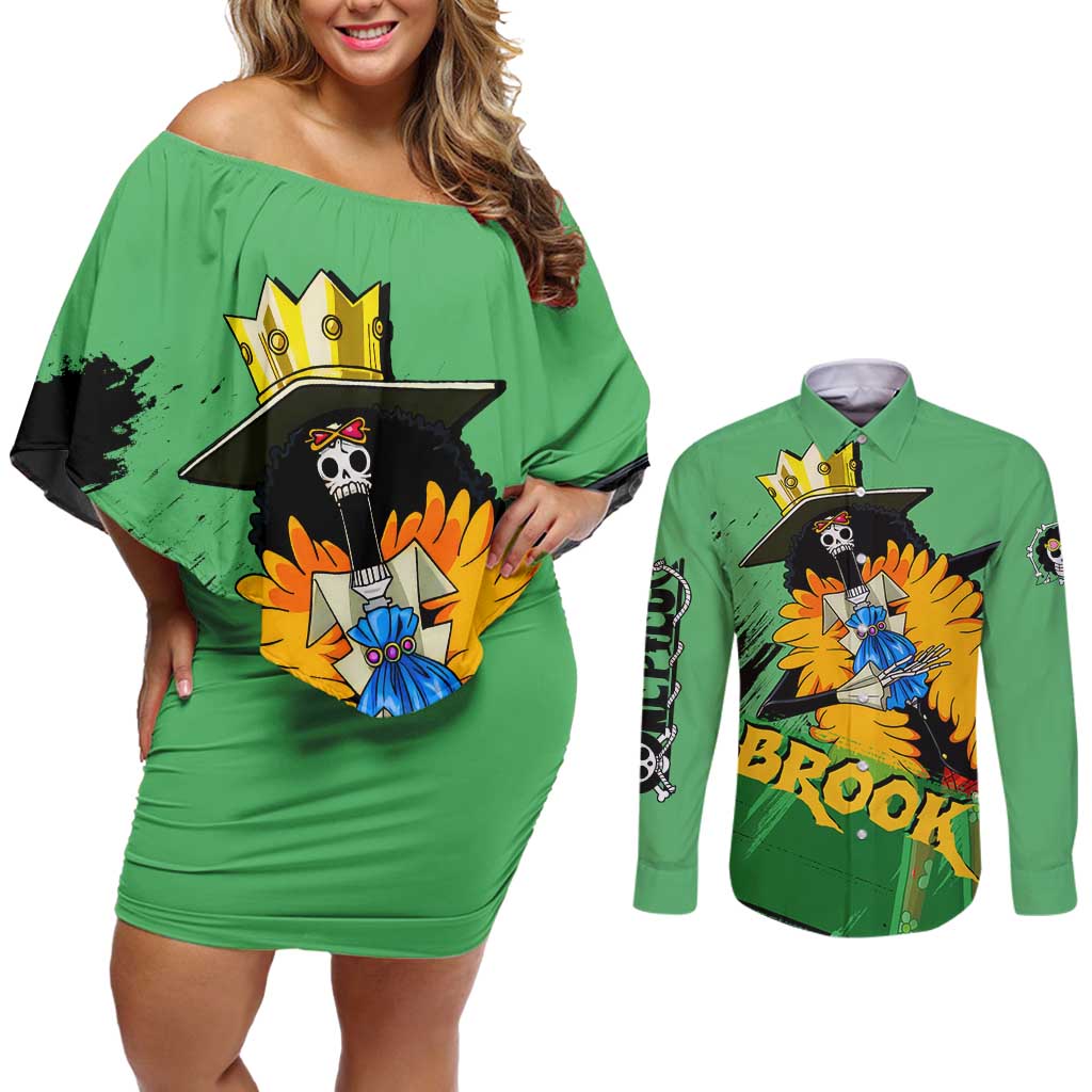 Brook - One Piece Couples Matching Off Shoulder Short Dress and Long Sleeve Button Shirt Anime Style