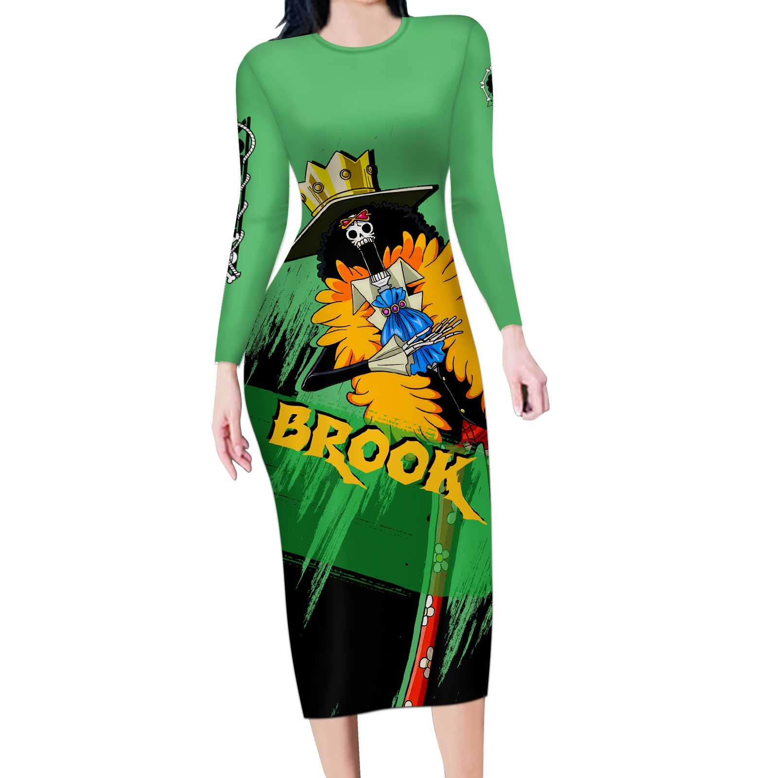 Brook - One Piece Long Sleeve Bodycon Dress Anime Style