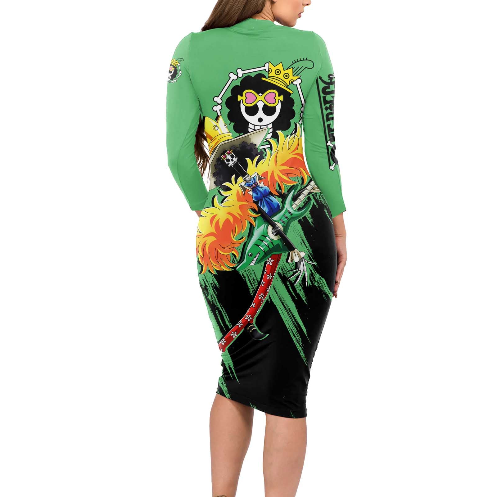 Brook - One Piece Long Sleeve Bodycon Dress Anime Style