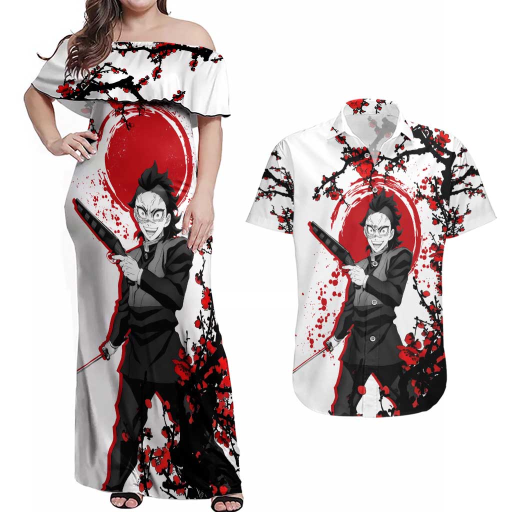 Shinazugawa Genya - Demon Slayer Couples Matching Off Shoulder Maxi Dress and Hawaiian Shirt Anime Japan Style
