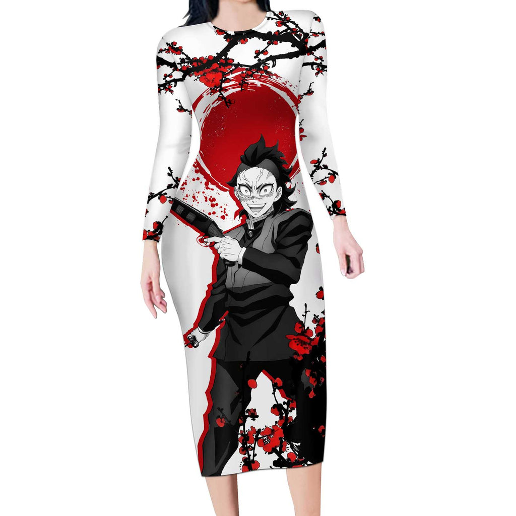 Shinazugawa Genya - Demon Slayer Long Sleeve Bodycon Dress Anime Japan Style