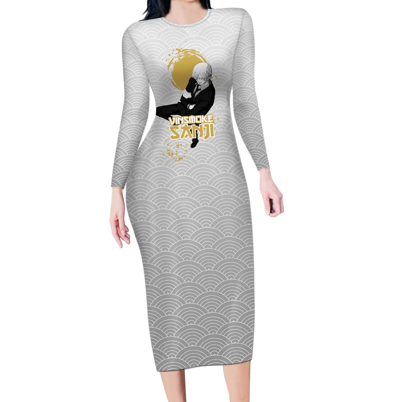 Sanji - One Piece Long Sleeve Bodycon Dress Anime Style