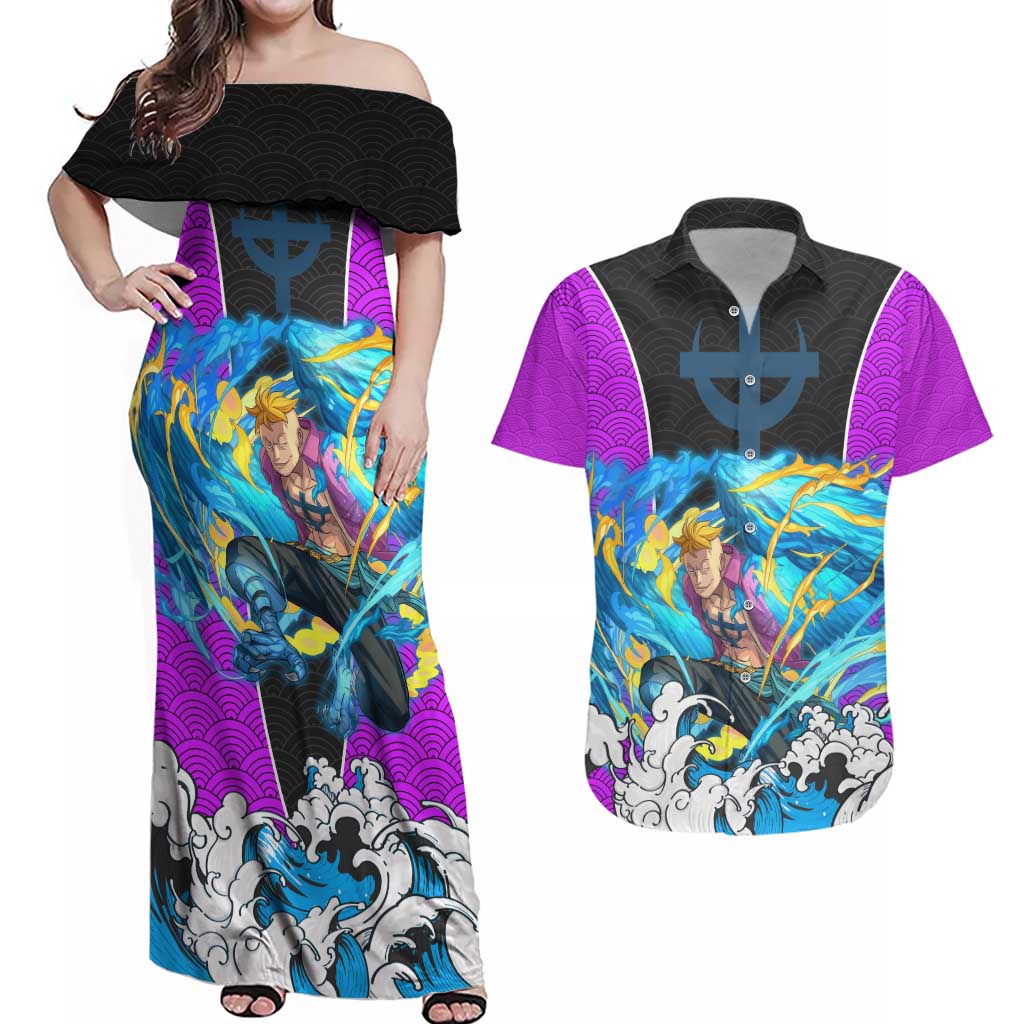 Marco - One Piece Couples Matching Off Shoulder Maxi Dress and Hawaiian Shirt Anime Style