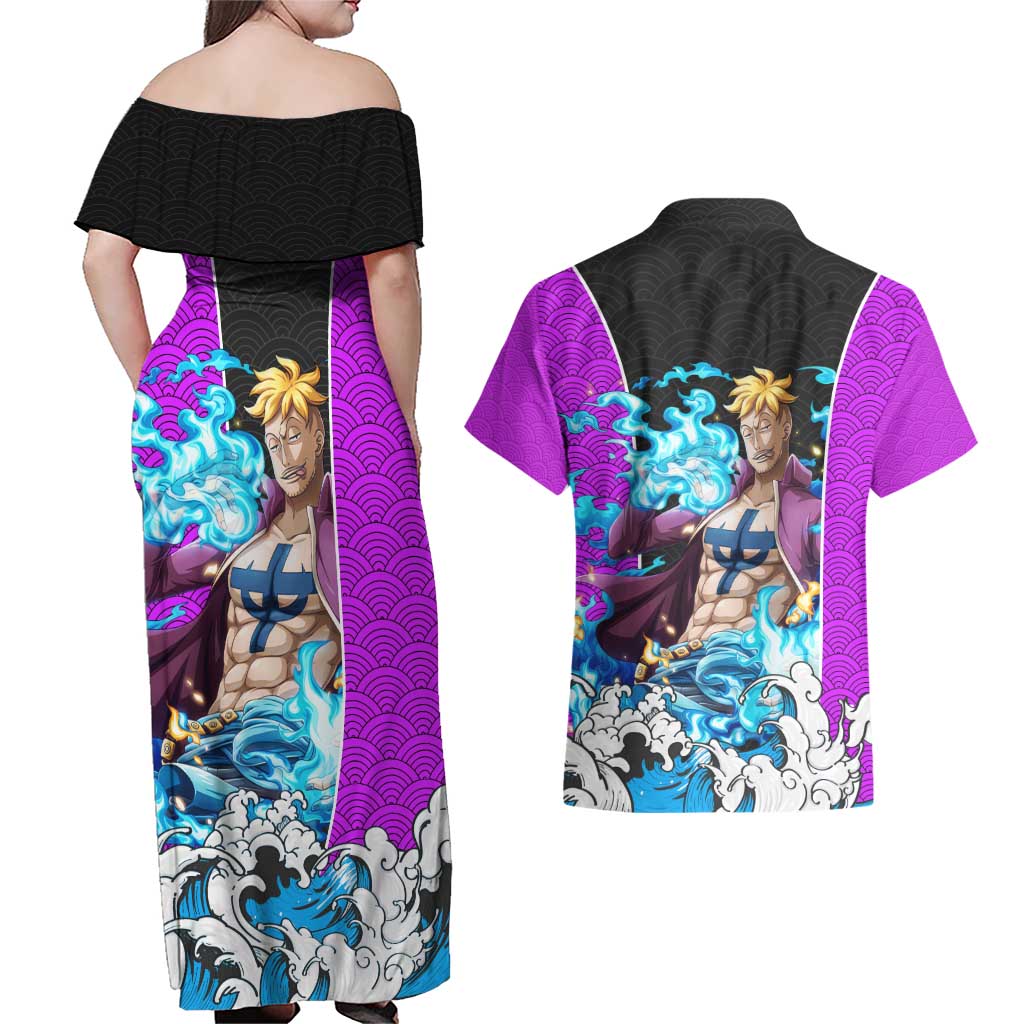 Marco - One Piece Couples Matching Off Shoulder Maxi Dress and Hawaiian Shirt Anime Style