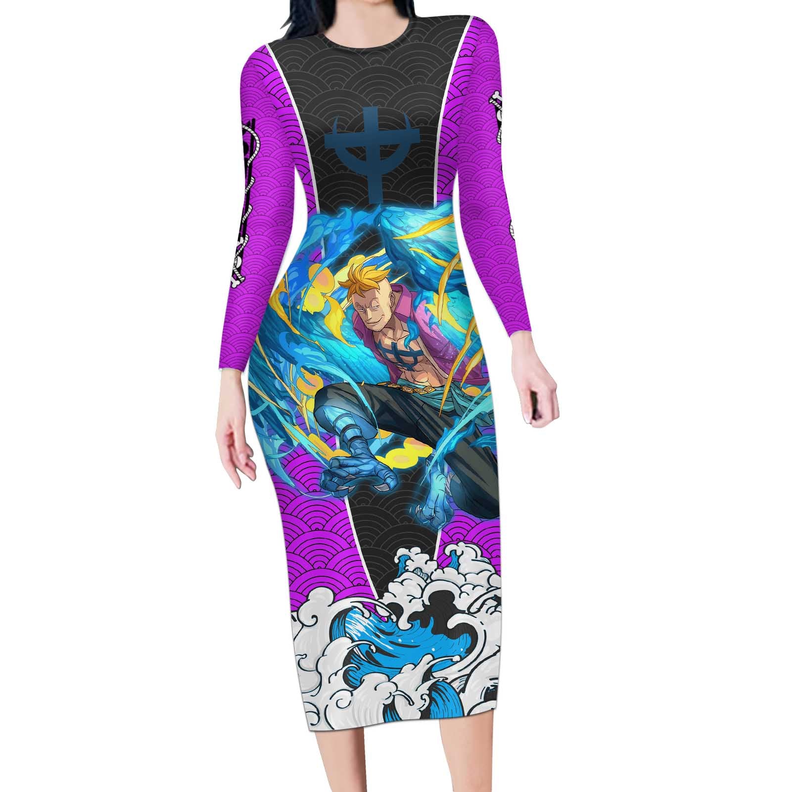Marco - One Piece Long Sleeve Bodycon Dress Anime Style