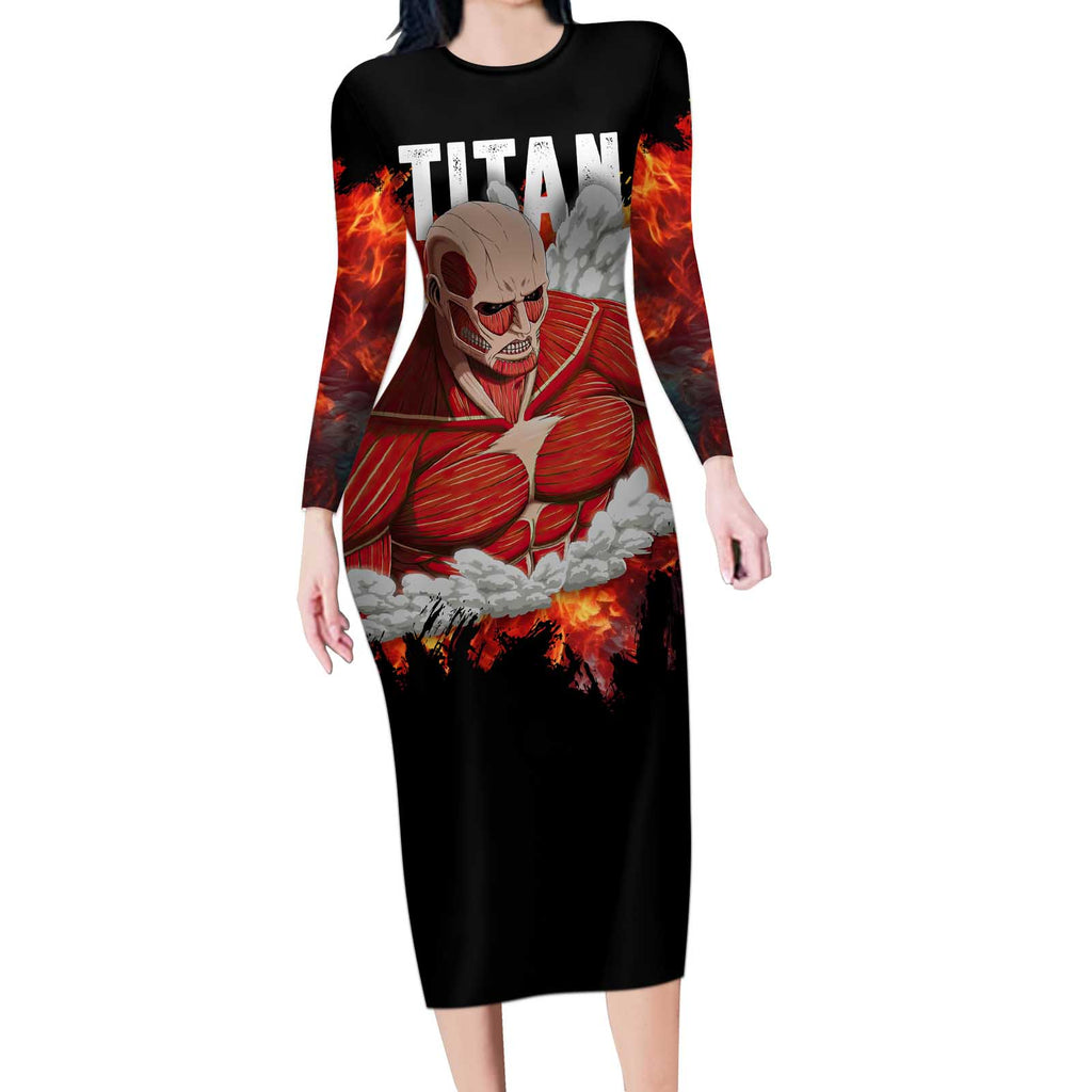 AOT Giant Titan - Attack On Titan Long Sleeve Bodycon Dress Anime Style