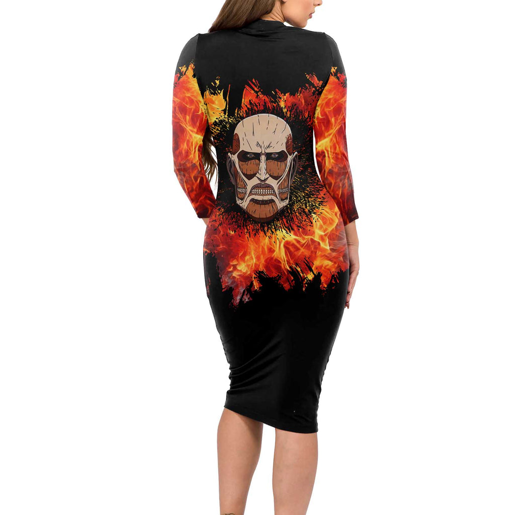 AOT Giant Titan - Attack On Titan Long Sleeve Bodycon Dress Anime Style