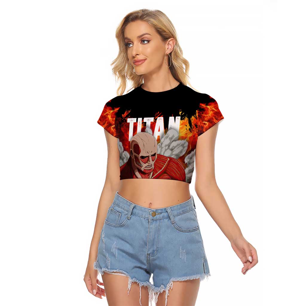 AOT Giant Titan - Attack On Titan Raglan Cropped T Shirt Anime Style