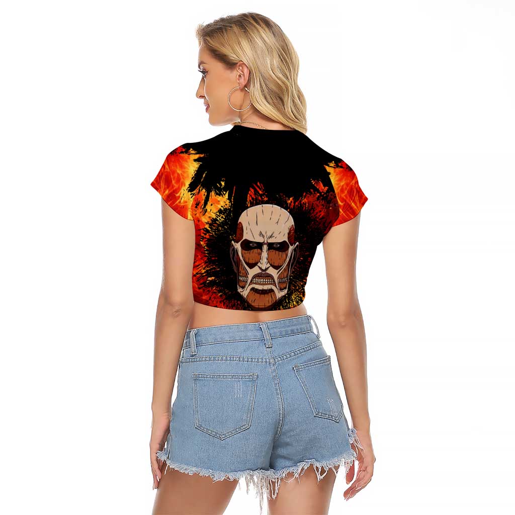 AOT Giant Titan - Attack On Titan Raglan Cropped T Shirt Anime Style