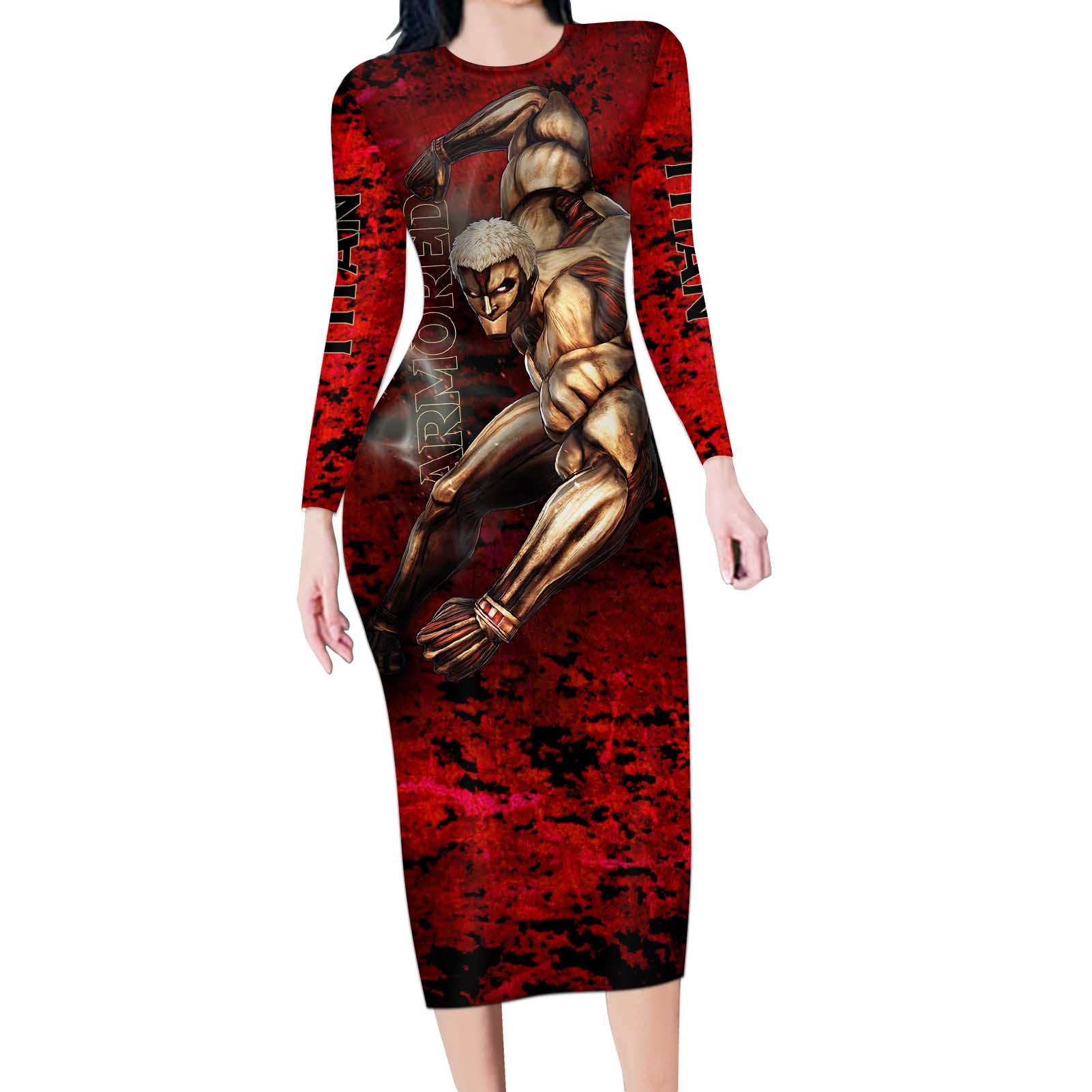 AOT Armored Titan - Attack On Titan Long Sleeve Bodycon Dress Anime Style