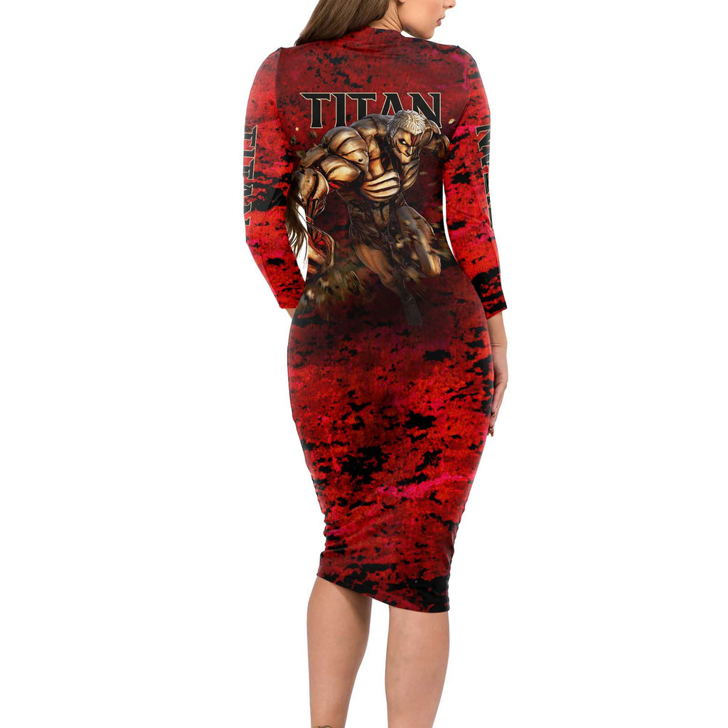 AOT Armored Titan - Attack On Titan Long Sleeve Bodycon Dress Anime Style
