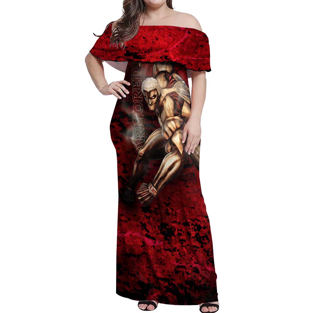 AOT Armored Titan - Attack On Titan Off Shoulder Maxi Dress Anime Style