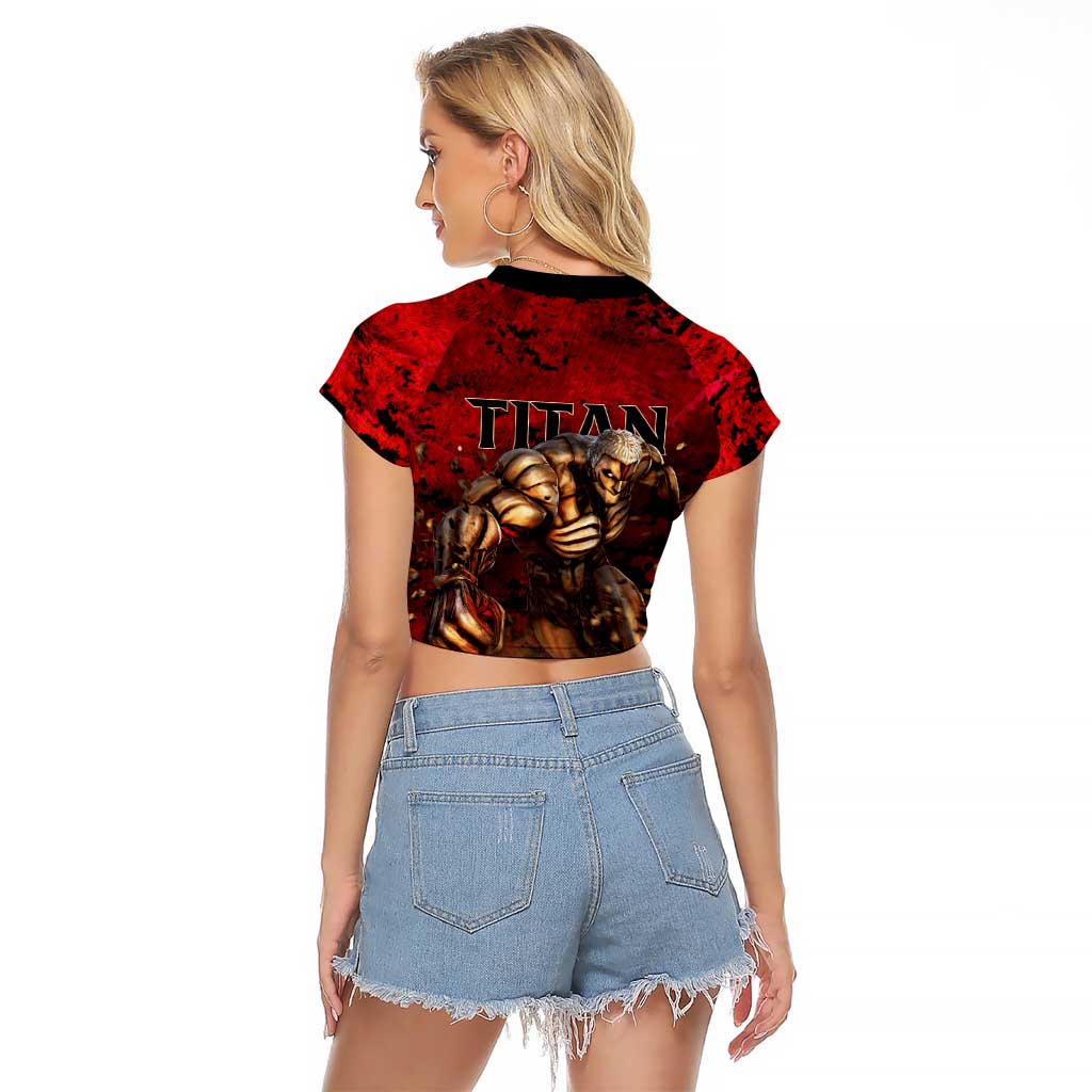 AOT Armored Titan - Attack On Titan Raglan Cropped T Shirt Anime Style