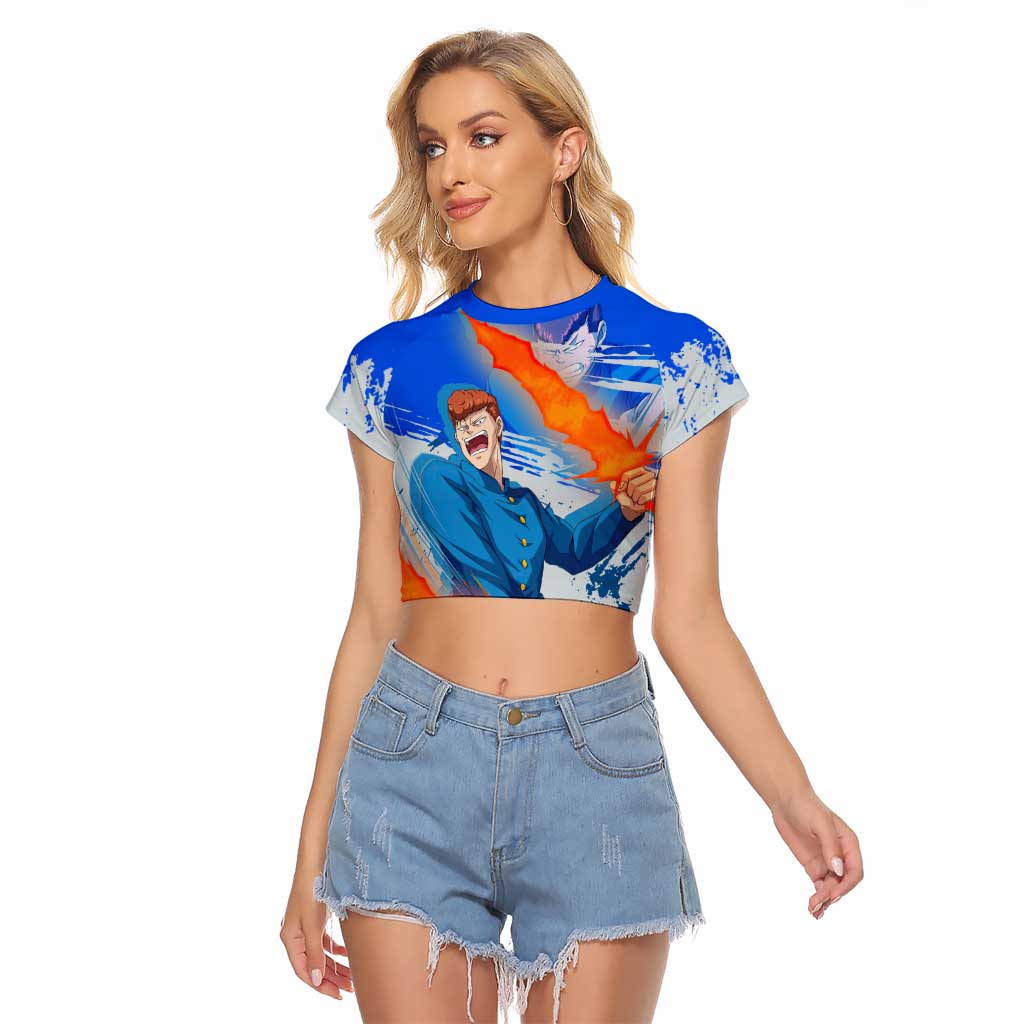 Kazuma Kuwabara - Yu yu Hakusho Raglan Cropped T Shirt Anime Style