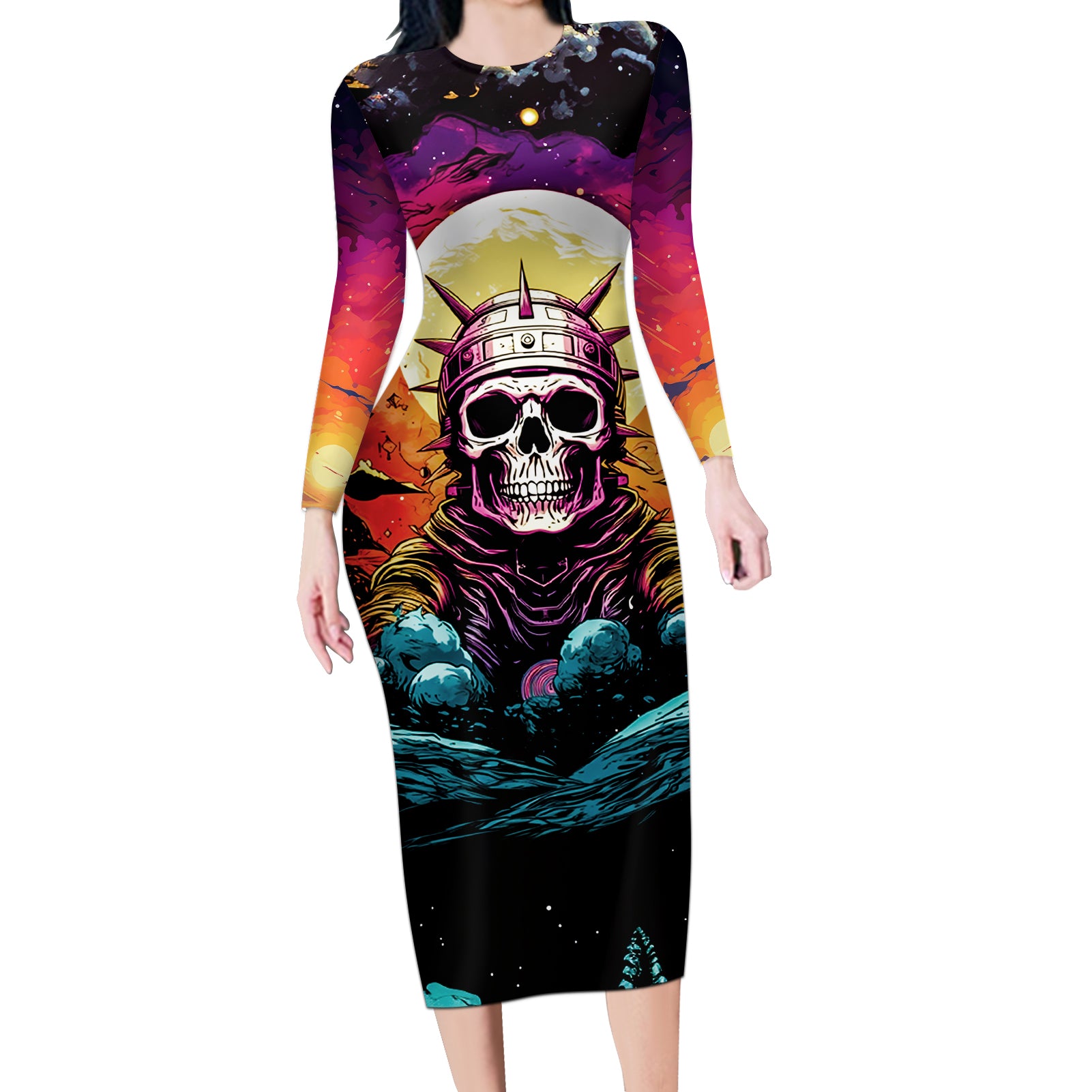 skull-space-long-sleeve-bodycon-dress-ill-put-you-in-the-trunk