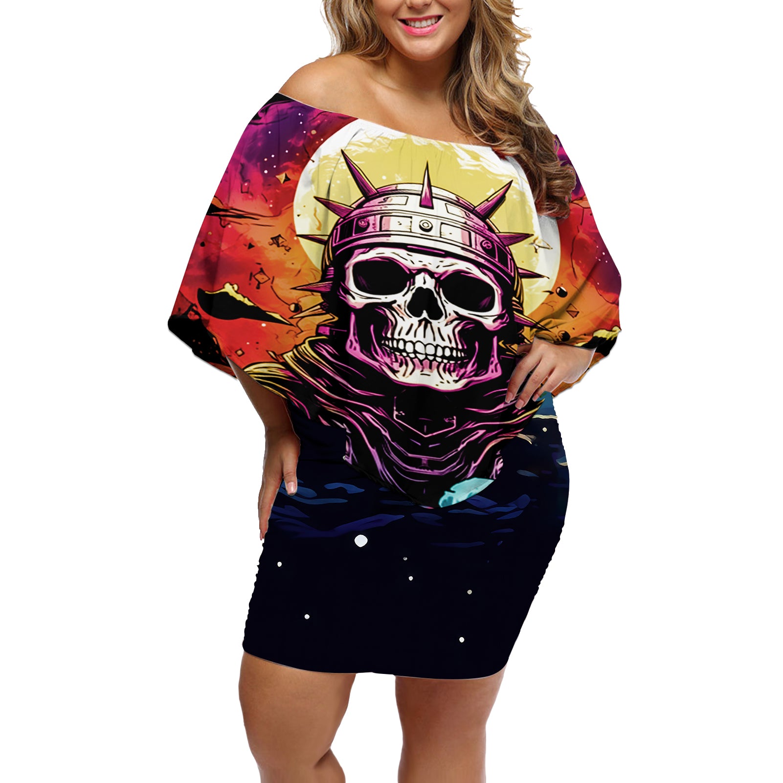 skull-space-off-shoulder-short-dress-ill-put-you-in-the-trunk