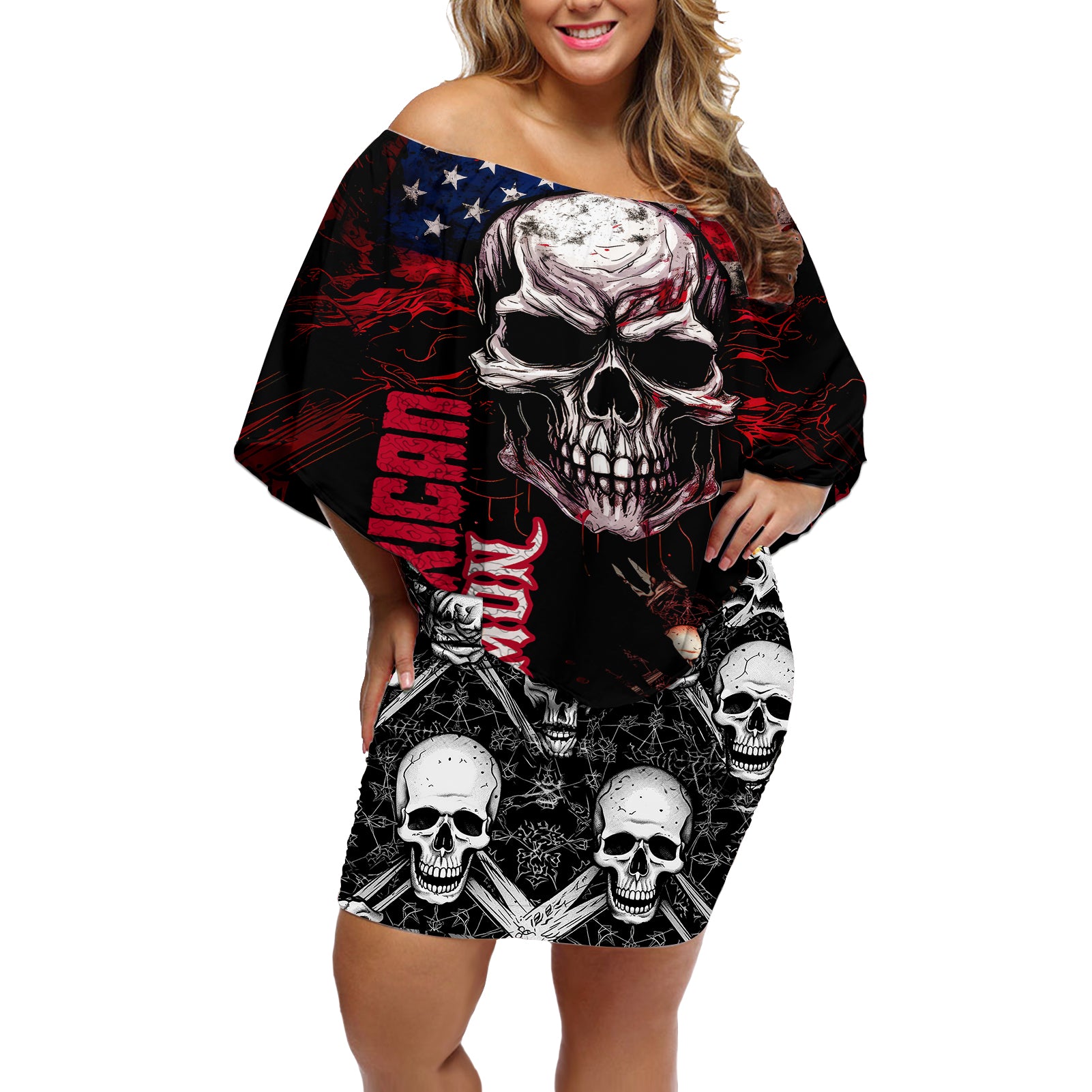 skull-off-shoulder-short-dress-american-demon