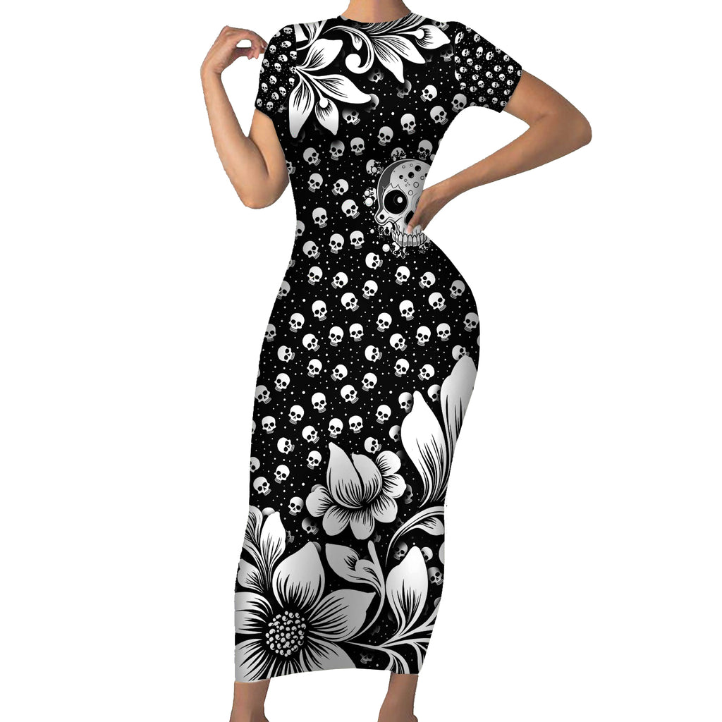 skull-short-sleeve-bodycon-dress-cute-skull-fun-and-floral