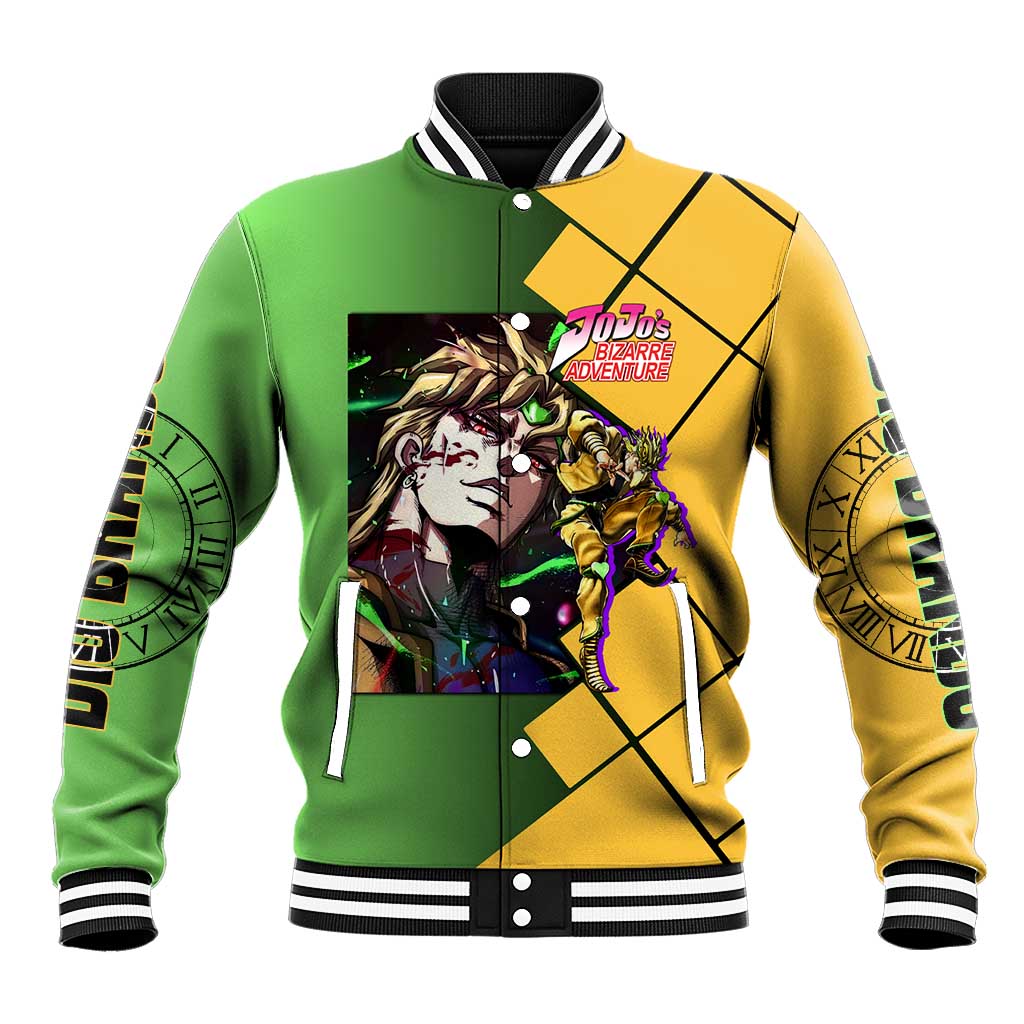 Dio Brando JoJo's Bizarre Adventure Baseball Jacket with The World Stand Pose and Villainous Power Design - The Mazicc