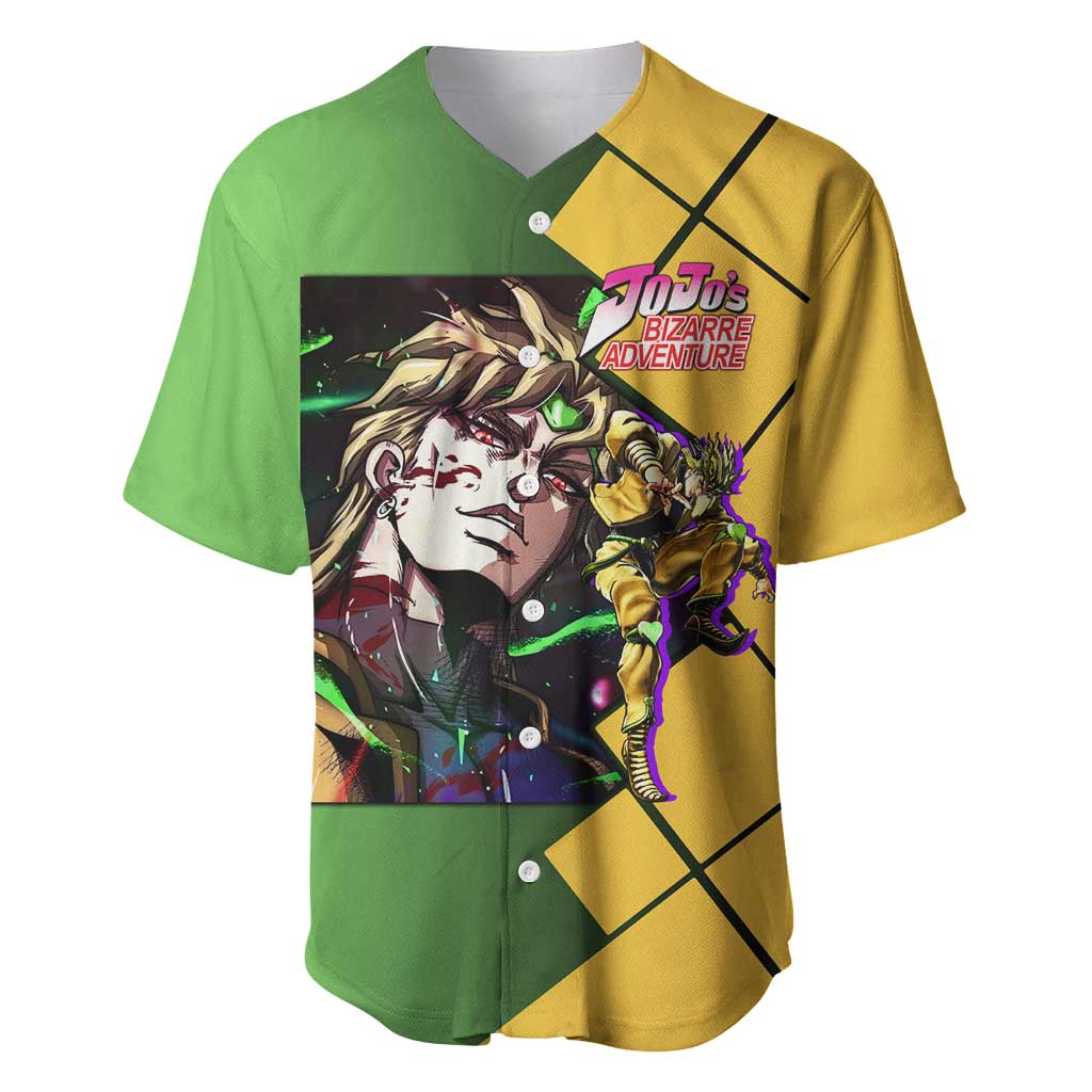 Dio Brando JoJo's Bizarre Adventure Baseball Jersey with The World Stand Pose and Villainous Power Design - The Mazicc
