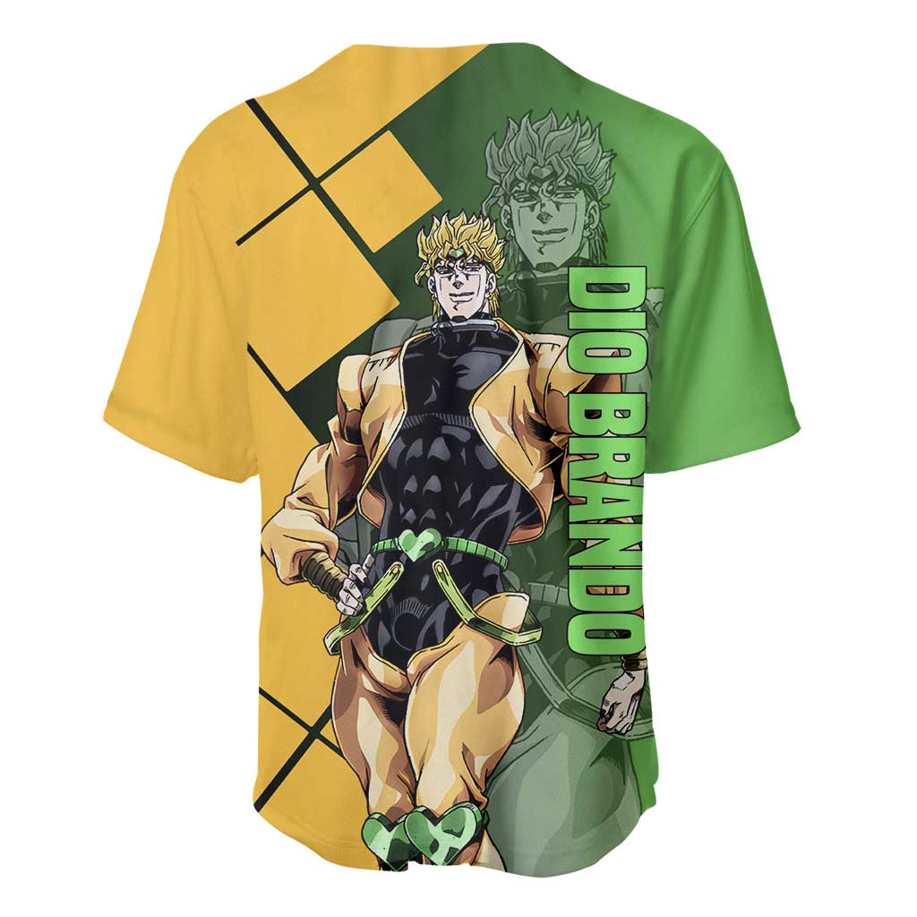 Dio Brando JoJo's Bizarre Adventure Baseball Jersey with The World Stand Pose and Villainous Power Design - The Mazicc