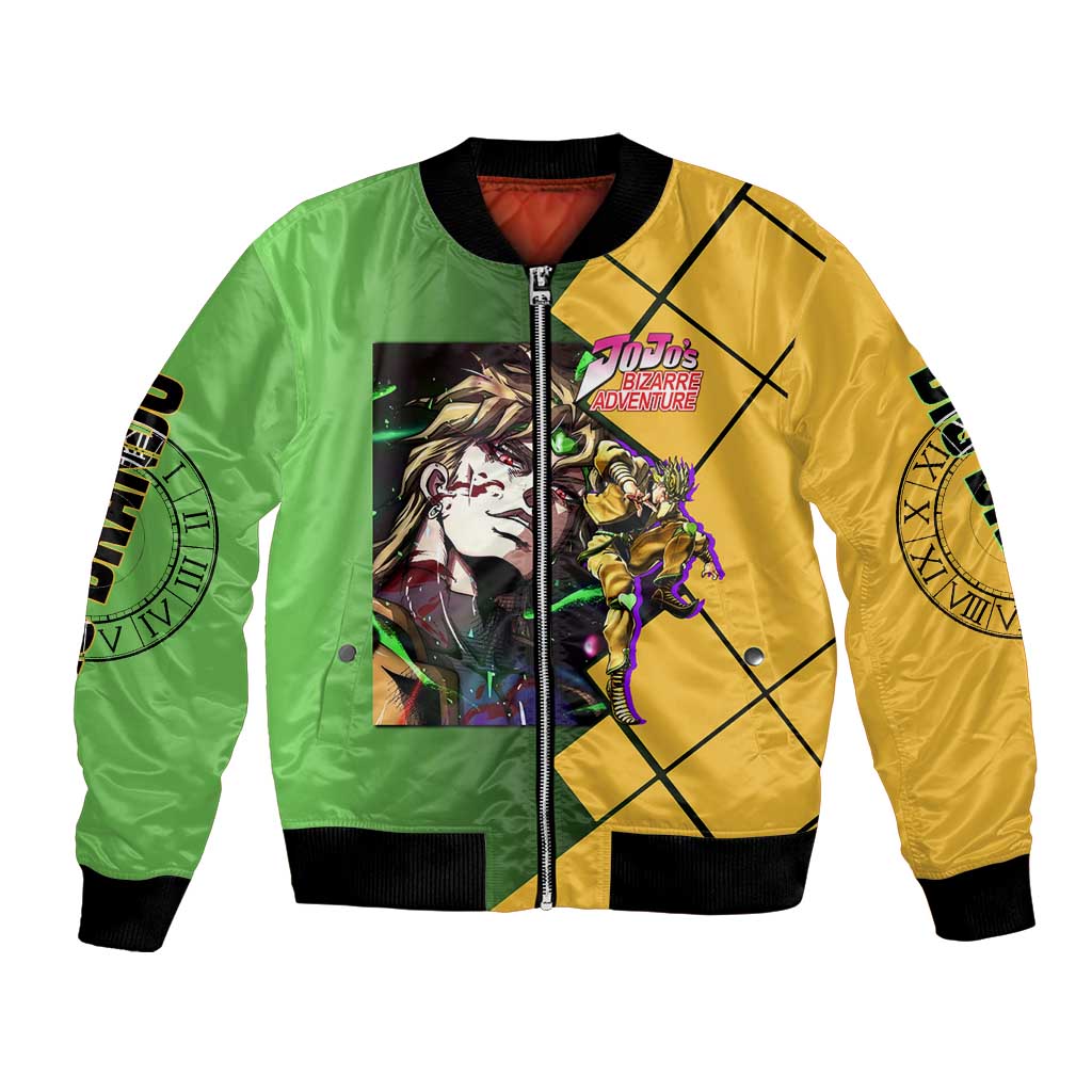 Dio Brando JoJo's Bizarre Adventure Bomber Jacket with The World Stand Pose and Villainous Power Design - The Mazicc