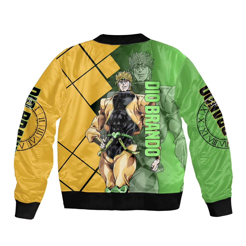 Dio Brando JoJo's Bizarre Adventure Bomber Jacket with The World Stand Pose and Villainous Power Design - The Mazicc