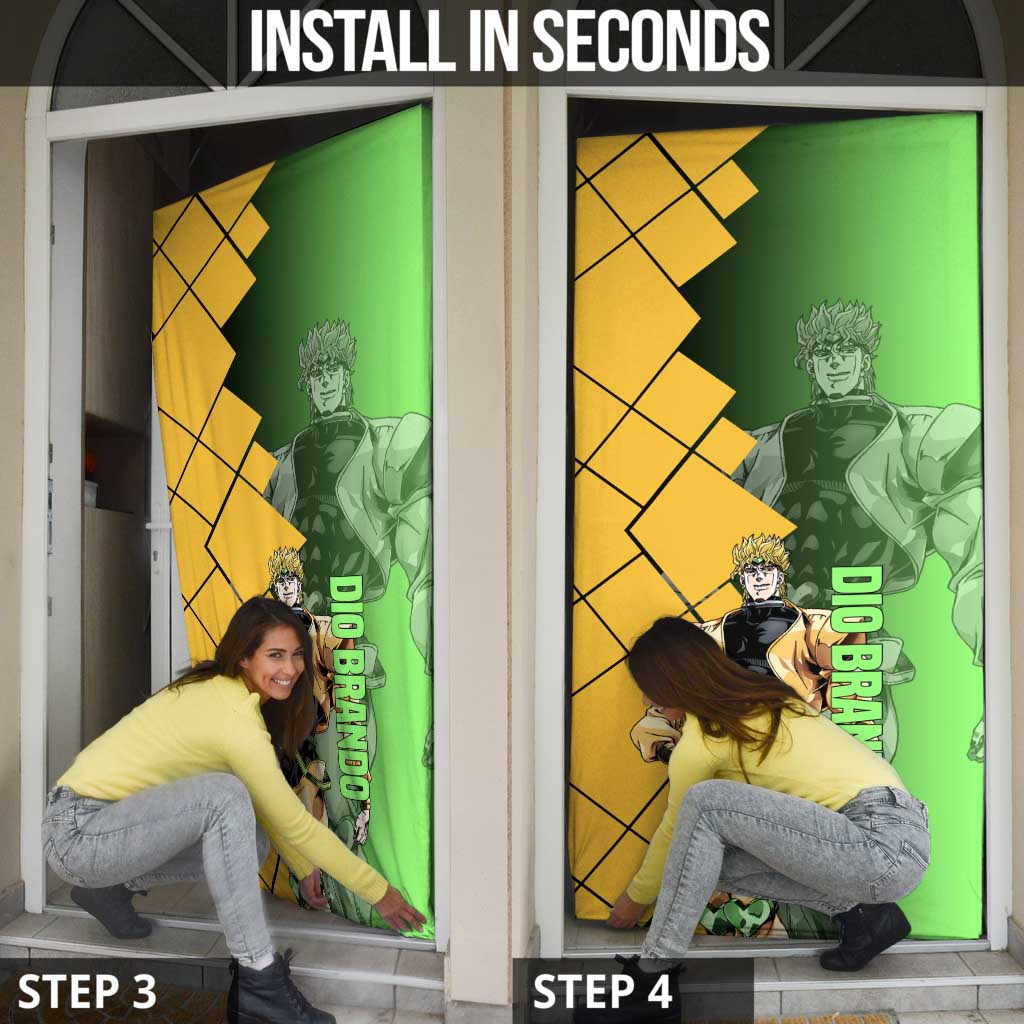 Dio Brando JoJo's Bizarre Adventure Door Cover with The World Stand Pose and Villainous Power Design - The Mazicc