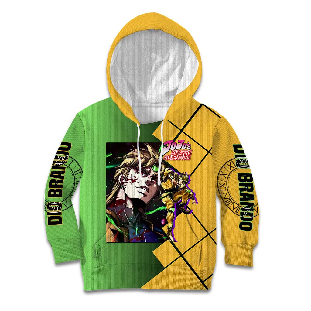 Dio Brando JoJo's Bizarre Adventure Kid Hoodie with The World Stand Pose and Villainous Power Design - The Mazicc