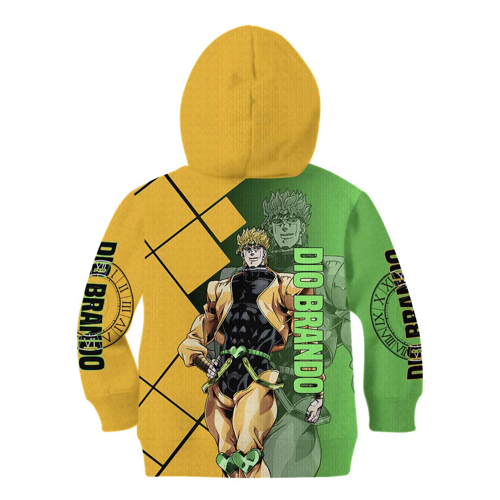Dio Brando JoJo's Bizarre Adventure Kid Hoodie with The World Stand Pose and Villainous Power Design - The Mazicc