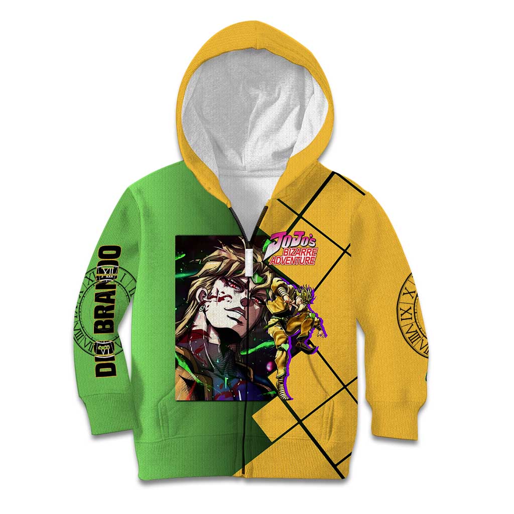 Dio Brando JoJo's Bizarre Adventure Kid Hoodie with The World Stand Pose and Villainous Power Design - The Mazicc