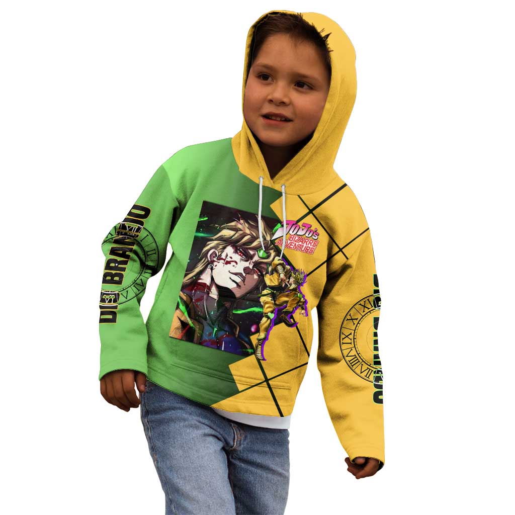 Dio Brando JoJo's Bizarre Adventure Kid Hoodie with The World Stand Pose and Villainous Power Design - The Mazicc